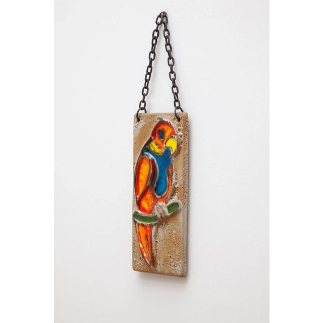 Glazed Parrot Wall Hanging Tile, 1960s For Sale - Image 4 of 12