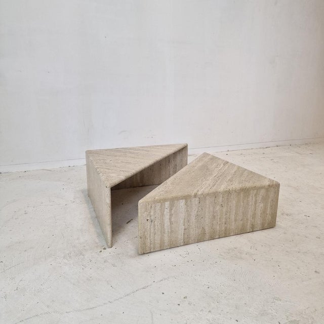 1980s Italian Rectangular Coffee Table in Travertine, 1980s, Set of 2 For Sale - Image 5 of 18