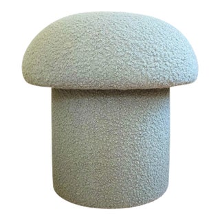 Mushroom Ottoman in Mist Boucle For Sale