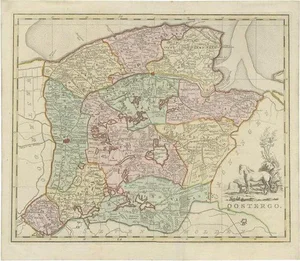 Antique Map of Oostergo by Tirion, 1744