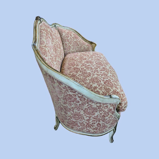 Cream Antique Classic Roccoco /Louis XV Style French Boudoir Settee (Pillows Sold Seperately) For Sale - Image 8 of 12