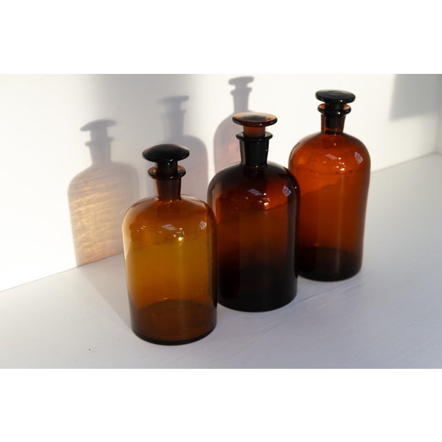 Large Danish Pharmacy Glass Bottles, 1900s, Set of 3 For Sale - Image 6 of 18