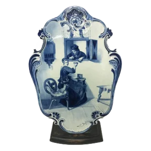 Large Dutch Delft Bottle Plate After C. Bisschop from Porceleyne Fles, 1892