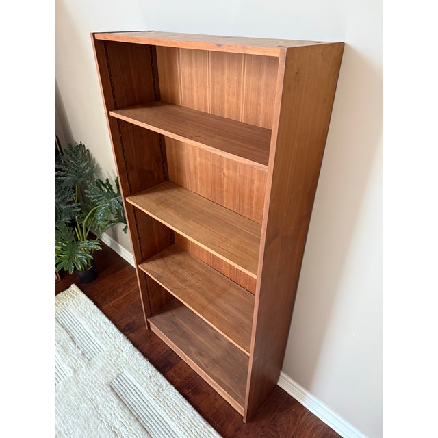 Vintage 1950s Mid Century MCM Adjustable Walnut Bookcase For Sale - Image 4 of 6