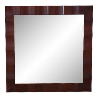 Baker Modern Design Cherry Framed Square Mirror For Sale