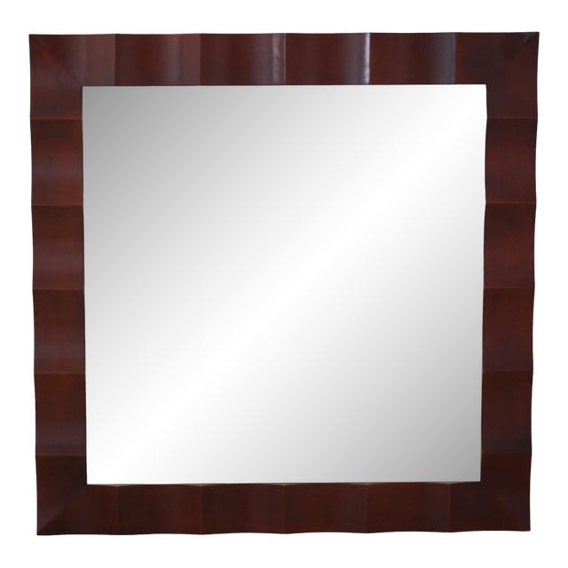 Baker Modern Design Cherry Framed Square Mirror For Sale