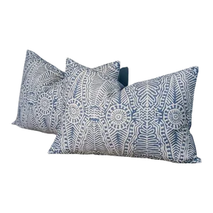 Lee Jofa Drayton Denim 14x20" Lumbar Pillows - Set of 2