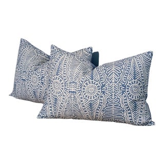 Lee Jofa Drayton Denim Lumbar Pillows - Set of 2 For Sale