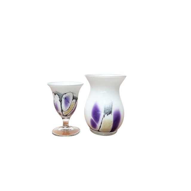 Vintage German Glass Vase and Goblet by Hans Jürgen Richartz for Richartz Art Collection, Set of 2 For Sale