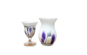 Vintage German Glass Vase and Goblet by Hans Jürgen Richartz for Richartz Art Collection, Set of 2