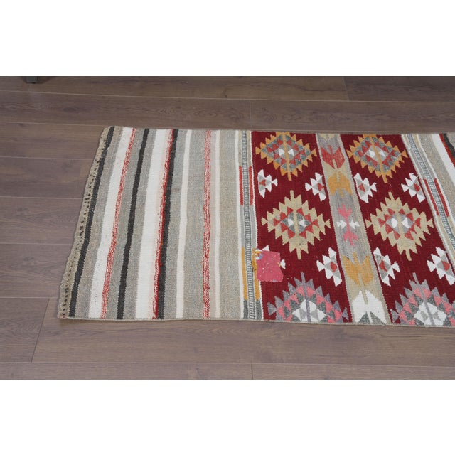 1960s Vintage Handwoven Anatolian Striped Kilim - Small Tribal Accent Rug For Sale - Image 9 of 10