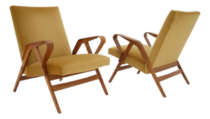 Mid-Century Armchairs in Wood and Fabric from František Jirák, Czechoslovakia, 1970s, Set of 2