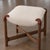 Abstract Handmade Black Walnut Footstool — Foot Rest Ottoman With Bouclé Cushion & Leather Straps For Sale - Image 3 of 5