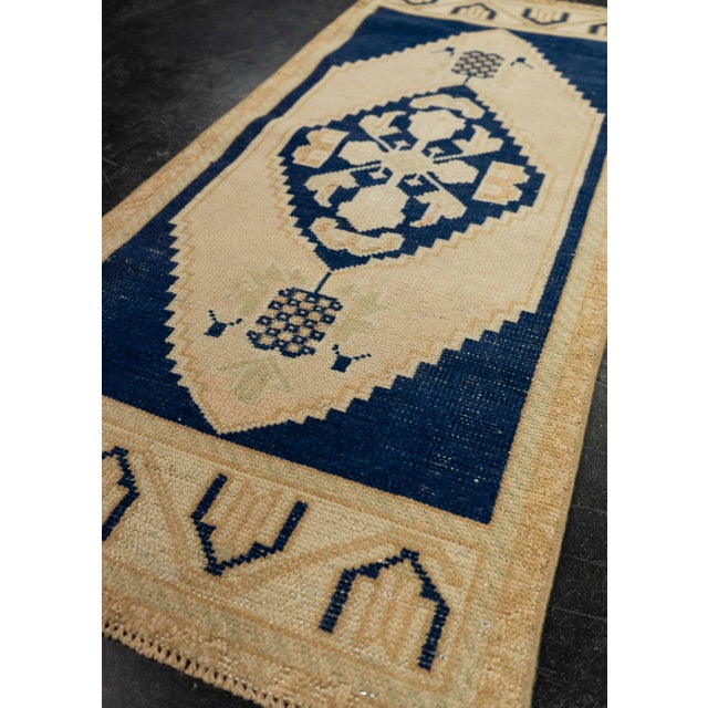 Textile Turkish Mini Rug Oriental Hand Knotted Vintage Rug 1'8" x 3'10" #21280 For Sale - Image 7 of 8