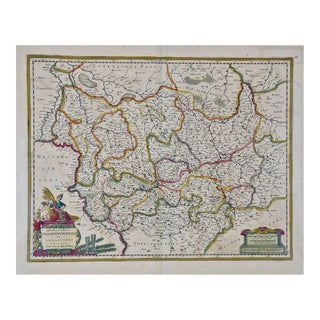 Region in West Germany: 17th Century Hand-Colored Map by Janssonius For Sale