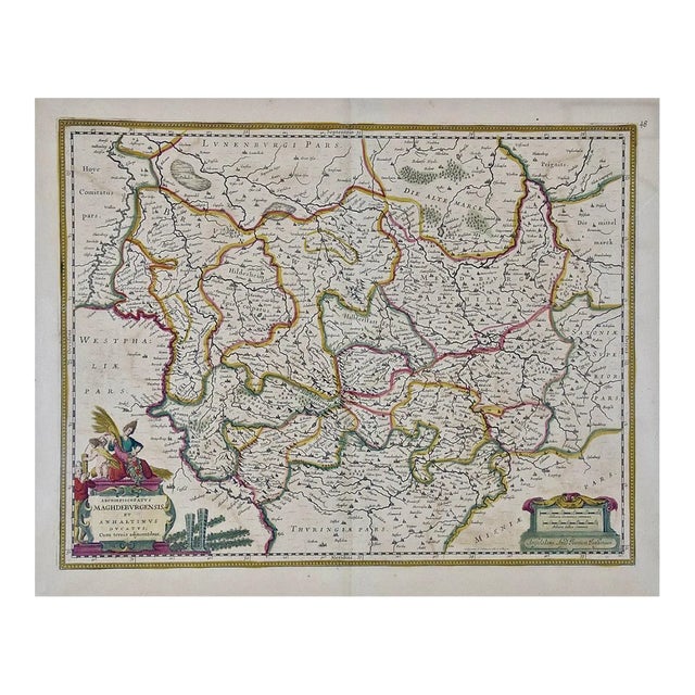 Region in West Germany: 17th Century Hand-Colored Map by Janssonius For Sale