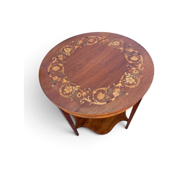 19th Century English Sheraton Mahogany Marquetary Center Table. For Sale - Image 14 of 15