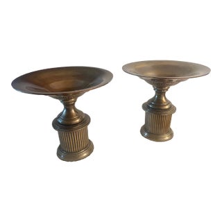 Mid 20th Century Polished Bronze Fluted Tazzas- Set of 2 For Sale