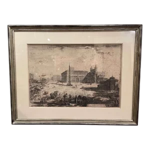 18th Century Italian Neo Classical Saint John Basilica Black and White Engraving