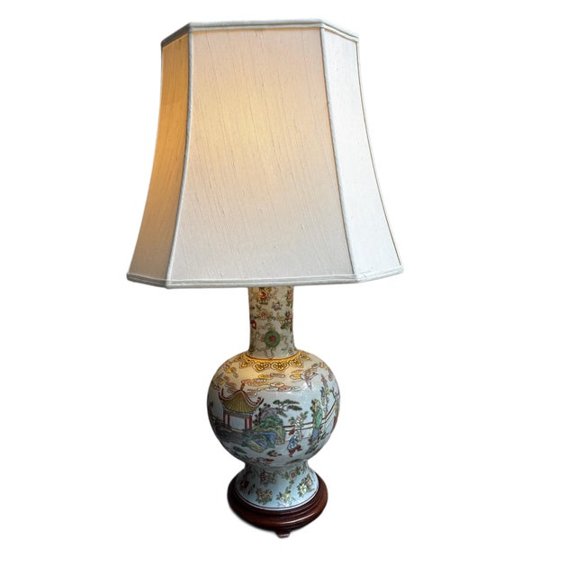Chinoiserie Mid 20th Century Chinoiserie Ceramic Table Lamp For Sale - Image 3 of 6