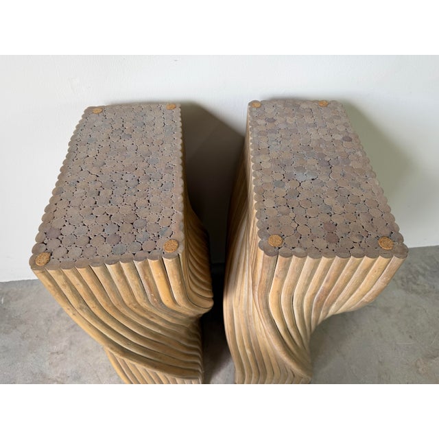 Vintage McGuire Style Sculptural Organic Twisted Rattan Pedestals / Dining Table Bases – A Pair For Sale - Image 10 of 12