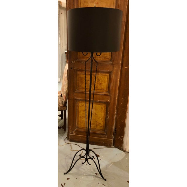 French 1920’s Wrought Iron Floor Lamp For Sale - Image 6 of 8