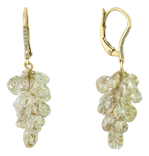 27 Carat Diamond Briolettes Hanging Drop Earrings 18 Karat Yellow Gold