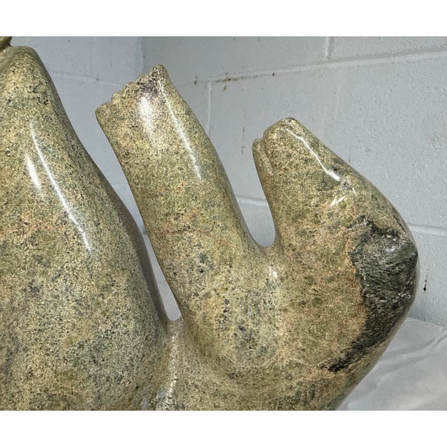 Large Vintage Tukiki Manomie Inuit Canadian Carved Soapstone Sculpture Statue For Sale - Image 13 of 18