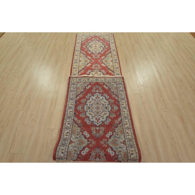 Yazd Runner 2’11” X 13′ Pink Wool Vintage Traditional Hand-Knotted Rug For Sale - Image 12 of 13