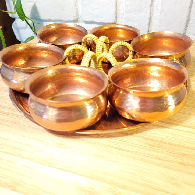 Metal Zint Mid-Century Hammered Copper Cup Set- 7 Pieces For Sale - Image 7 of 10