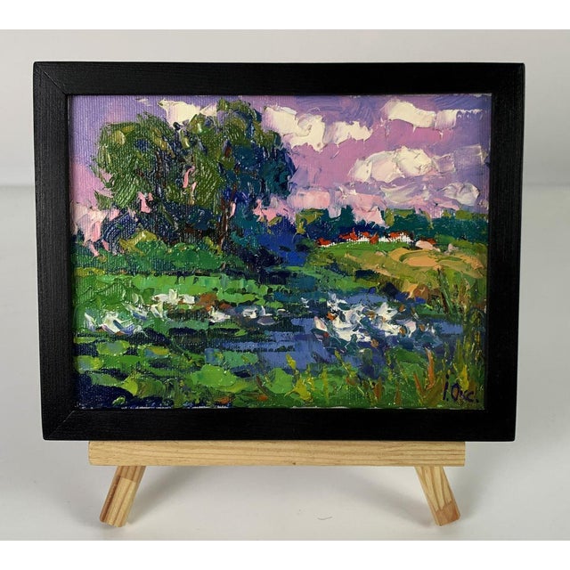 Impressionist Oil Painting Geese Are Swimming in the Lake Oksana Ivanyuk For Sale - Image 3 of 11