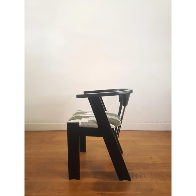 Set of Brutalist Style Chairs in Black Lacquered Oak and Bouclé, 1970s, in Very Good conditions. Designed 1970 to 1979