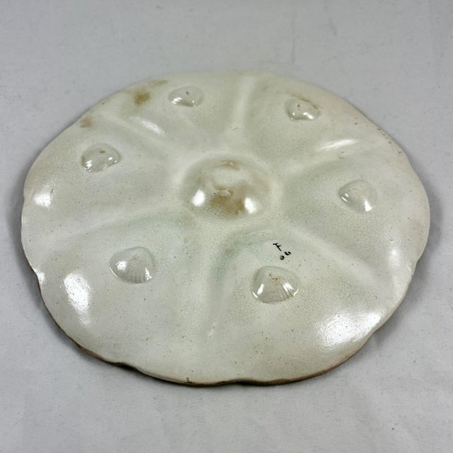 Simon Fielding English Majolica Turquoise & Cream Oyster Plate For Sale - Image 10 of 12