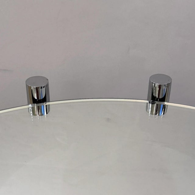 Mid-20 Century French Art Deco Round Chrome Black Side Table For Sale In New York - Image 6 of 10