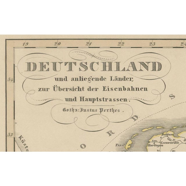 Antique Map of Germany's Railway Transport Network, 1857 For Sale - Image 4 of 11