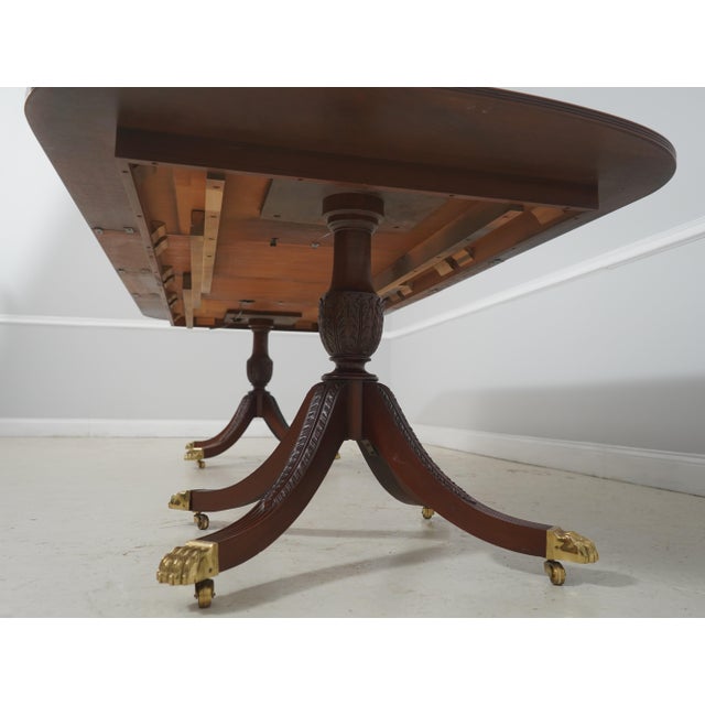 Council Craftsmen Banded Mahogany Double Pedestal Dining Table For Sale - Image 17 of 18