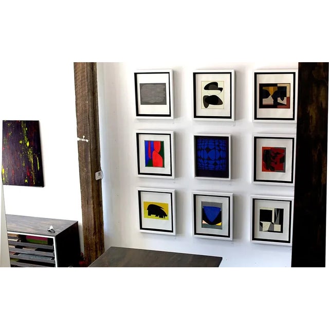 Blue 1972 Abstract Victor Vasarely Serigraph on Canvas Board For Sale - Image 8 of 11