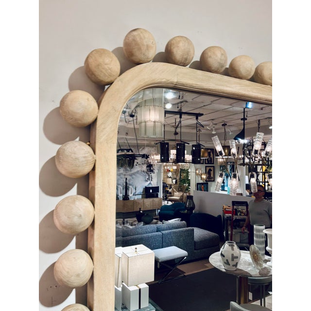 Revelation Organic Modern Natural Wood Ball Brianza Wall Mirror For Sale - Image 4 of 4