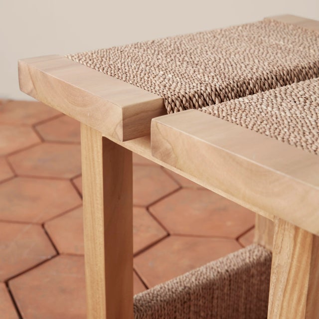 Textura Woven Side Table in Natural For Sale In Cincinnati - Image 6 of 6