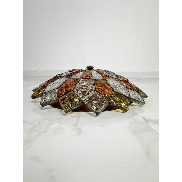 Large Murano Glass 6-Light Ceiling Lamp in the style of Poliarte, 1970s For Sale - Image 9 of 12