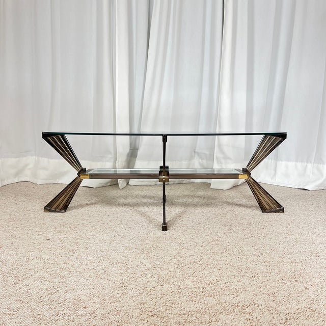 Hollywood Regency Vintage Italian Coffee Table in Glass, 1970s For Sale - Image 3 of 18