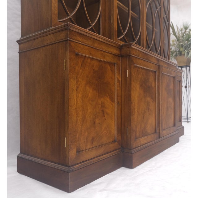 Baker Furniture Company Large Wide Mahogany Individual Bubble Glass Panes Doors Breakfront China Cabinet For Sale - Image 4 of 18