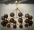 Brown Art Deco Round Art Glass and Brass Chandelier, 2000 For Sale - Image 8 of 10