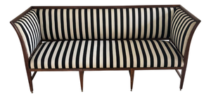Antique Art Deco 3-Seater Sofa with Striped Fabric, 1800s