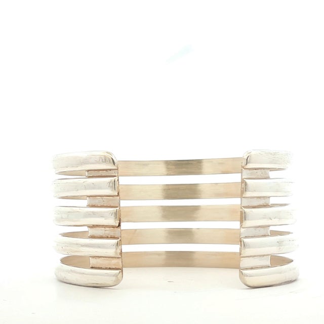 Modern Mid 20th Century Sterling Banded Cuff Bracelet For Sale - Image 3 of 3