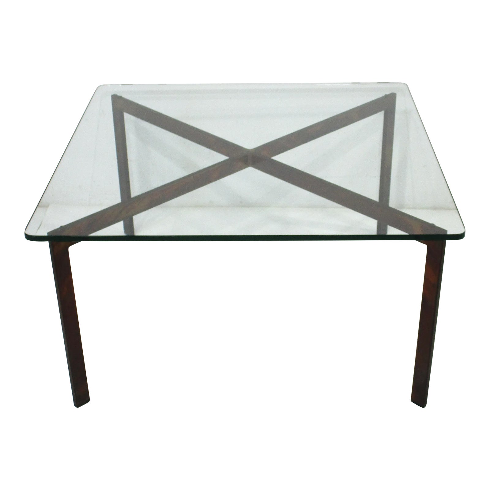 Brutalist X Based Torched Steel Glass Coffee Table in the Style of Paul ...