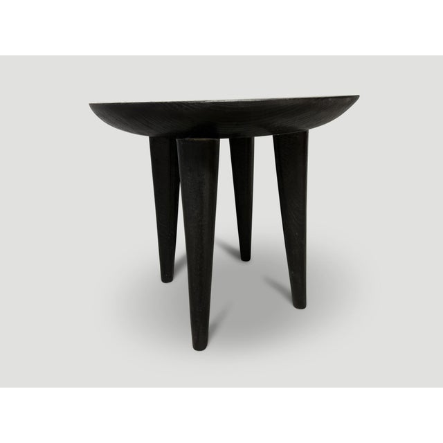 Wood Andrianna Shamaris Minimalist Charred Round Side Table For Sale - Image 7 of 18