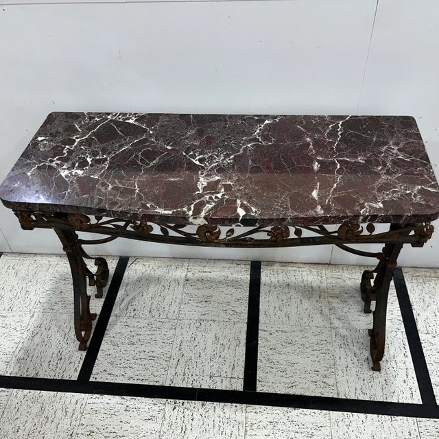 Late 19th Century 19th Century French Iron & Marble Table For Sale - Image 5 of 8