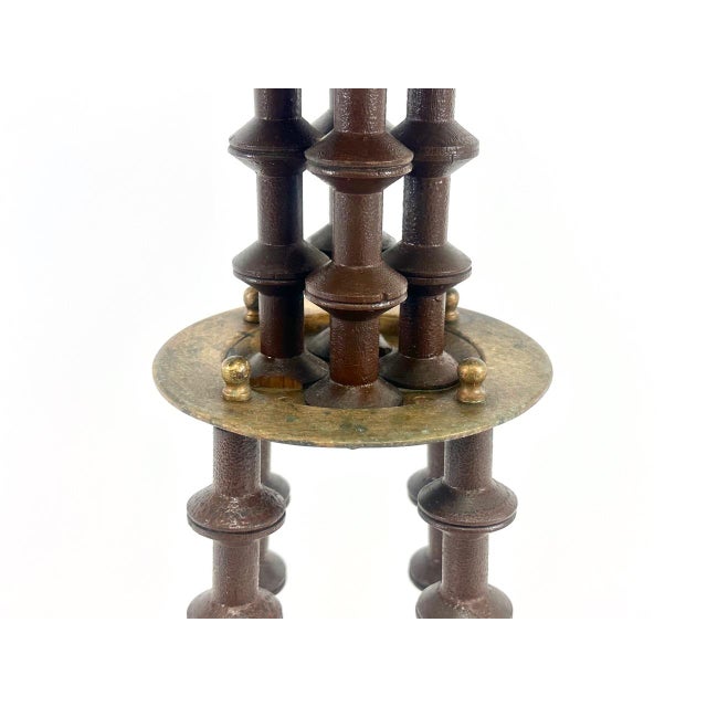 Antique Victorian Folk Art Wood Spool Side Table For Sale - Image 3 of 18