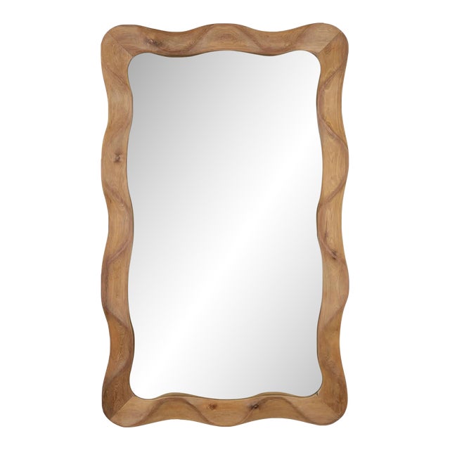 Sanded Teak Wave Full Mirror For Sale